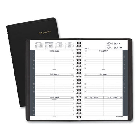 Weekly Block Format Appointment Book Ruled For Hourly Appointments, 8 X 5, Black Cover, 12-month (jan To Dec): 2026