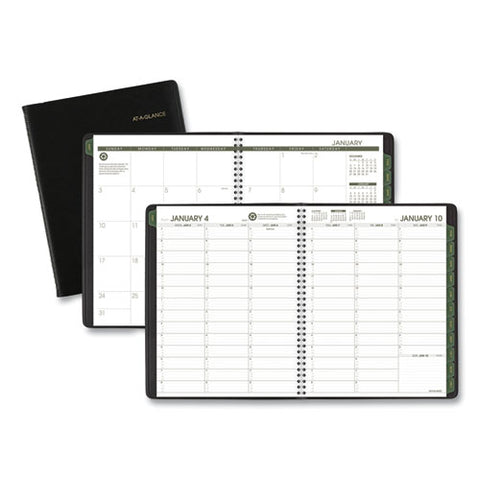 Recycled Weekly Vertical-column Format Appointment Book, 11 X 8.25, Black Cover, 12-month (jan To Dec): 2026