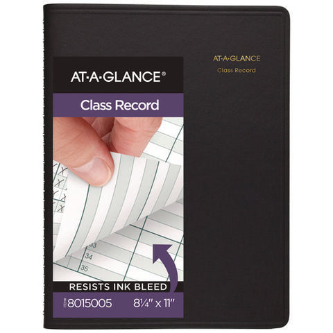 Undated Class Record Book, 35 Students, 9 To 10 Week Terms, 40-week Span, Black Cover, 10.88 X 8.25 Sheets