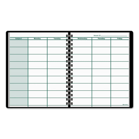 Undated Teacher's Planner, Weekly, 9 Classes, Black Cover, 10.88 X 8.25 Sheets, 12-month (july To June)