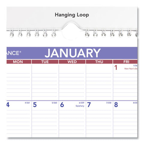 Monthly Wall Calendar With Ruled Daily Blocks, 8 X 11, White Sheets, 12-month (jan To Dec): 2026
