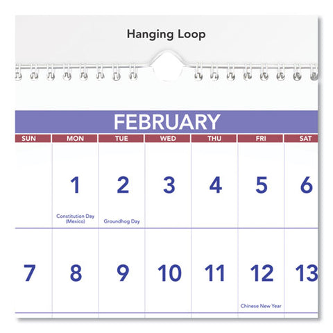 Deluxe Three-month Reference Wall Calendar, Horizontal Orientation, 24 X 12, White Sheets, 15-month: Dec 2025 To Feb 2027