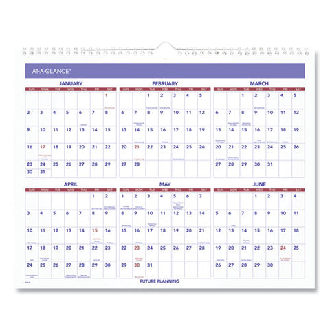 Monthly Wall Calendar, 15 X 12, White/red/blue Sheets, 12-month (jan To Dec): 2026