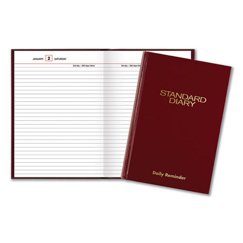Standard Diary Daily Reminder Book, 2026 Edition, Medium/college Rule, Red Cover, (201) 8.25 X 5.75 Sheets