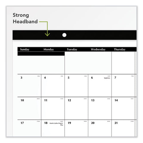 Compact Desk Pad, 18 X 11, White Sheets, Black Binding, Clear Corners, 12-month (jan To Dec): 2026