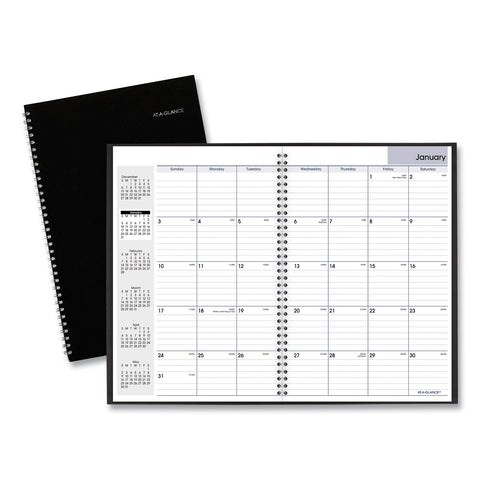 Dayminder Monthly Planner, Ruled Blocks, 12 X 8, Black Cover, 14-month: Dec 2025 To Jan 2027