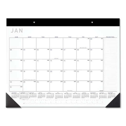 Contemporary Monthly Desk Pad, 22 X 17, White Sheets, Black Binding/corners,12-month (jan To Dec): 2026