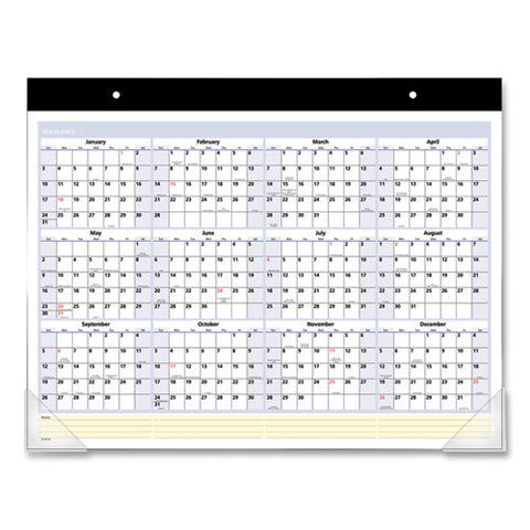 Quicknotes Desk Pad, 22 X 17, White/blue/yellow Sheets, Black Binding, Clear Corners, 13-month: Jan 2026 To Jan 2027