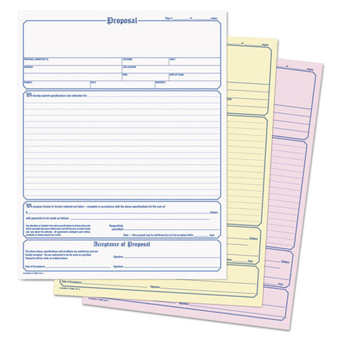Contractor Proposal Form, Three-part Carbonless, 8.5 X 11.44, 50 Forms Total