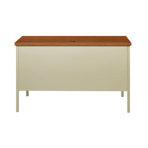Single Pedestal Steel Desk, 45" X 24" X 29.5", Cherry/putty