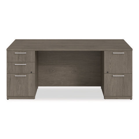 Alera Seville Series Double Pedestal Desk, 72" X 36" X 29", Walnut
