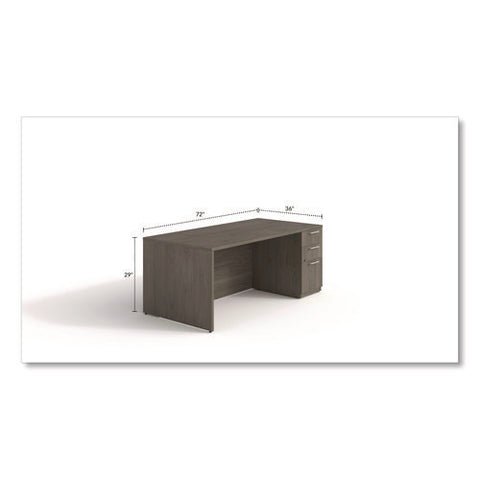 Alera Seville Series Single Pedestal Desk, Right Pedestal, 72" X 36" X 29", Walnut