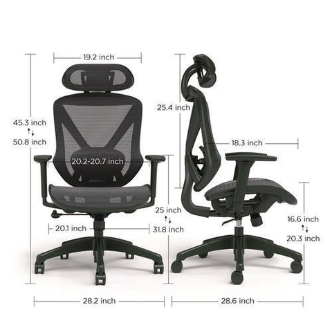 Alera Taunton Ergonomic Mesh Swivel Task Chair, Supports Up To 275lb, 17.44 To 20.98 Seat Height, Black Seat/back, Black Base