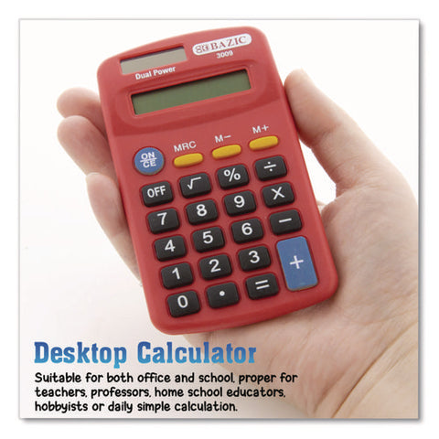 Dual Power Pocket Size Calculator, 8-digit, Lcd