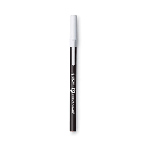 Prevaguard Round Stic Ballpoint Pen, Stick, Medium 1 Mm, Black Ink, Black Barrel, 8/pack