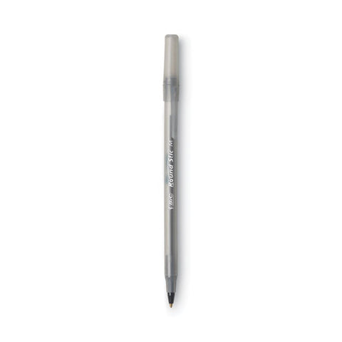 Round Stic Xtra Life Ballpoint Pen Value Pack, Stick, Medium 1 Mm, Black Ink, Translucent Frost Barrel, 60/box