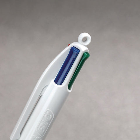 4-color Ballpoint Pen, Retractable, Medium 1 Mm, Black/blue/green/red Ink Colors, Randomly Assorted Barrel Colors, 3/pk