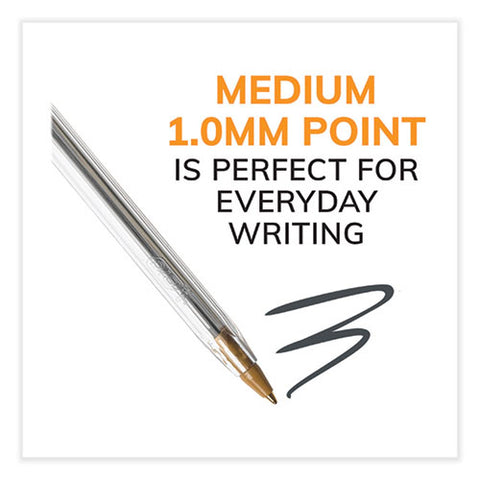 Cristal Xtra Smooth Ballpoint Pen, Stick, Medium 1 Mm, Black Ink, Clear Barrel, 500/pack