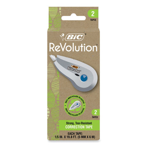 Wite-out Brand Ecolutions Correction Tape, Non-refillable, White, 0.2" X 19.8 Ft, 2/pack
