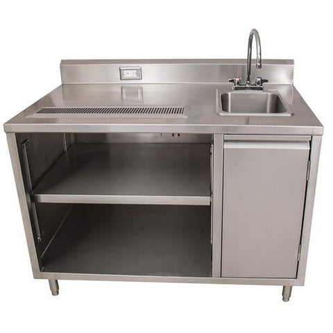 Stainless Steel Beverage Table With Right Sink, Rectangular, 30" X 72" X 41.5", Silver Top, Silver Base/legs