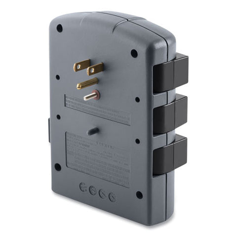 Pivot Plug Surge Protector, 6 Ac Outlets, 1,080 J, Gray