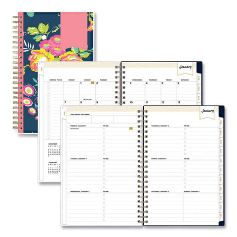 Day Designer Peyton Create-your-own Cover Weekly/monthly Planner, Floral Artwork, 8 X 5, Navy Cover, 12-month (jan-dec): 2026