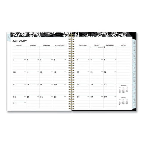 Baccara Dark Create-your-own Cover Weekly/monthly Planner, Floral, 11 X 8.5, Gray/black/gold Cover, 12-month (jan-dec): 2023