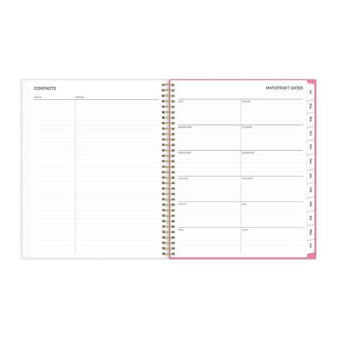 Roosevelt Pink Academic Weekly/monthly Planner, Floral Artwork, 11" X 8.5", Pink/gray Cover, 12-month (july-june): 2025-2026