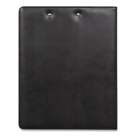 Faux-leather Padfolio, Notched Front Cover With Clipboard Fastener, 9 X 12 Pad, 9.75 X 12.5, Black