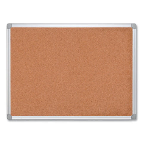 Earth Cork Board, 24" X 18", Tan Surface, Satin Aluminum Frame