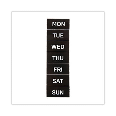 Heavy-duty Board Magnet Labels, Days Of The Week (monday-sunday), 1" Tall, White Characters, Black Background, 7/pack