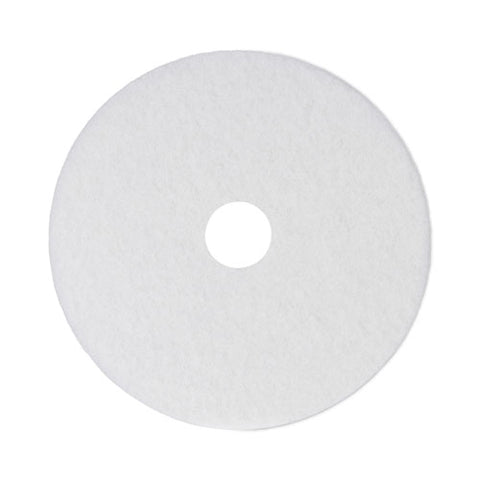 Polishing Floor Pads, 14" Diameter, White, 5/carton