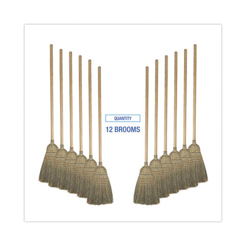 Warehouse Broom, Corn Fiber Bristles, 56" Overall Length, Natural, 12/carton