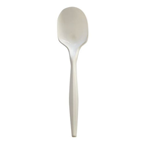 Mediumweight Wrapped Polypropylene Cutlery, Soup Spoon, 4.86", Plastic, White, 1,000/carton