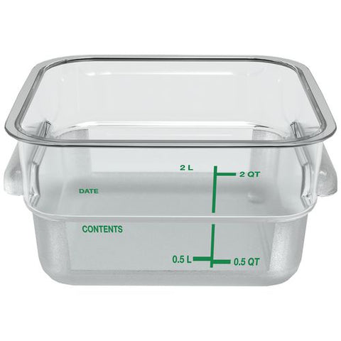 Squares Polycarbonate Food Storage Container, 2 Qt, 7.13 X 7.13 X 3.8, Clear, Plastic