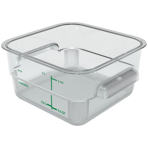 Squares Polycarbonate Food Storage Container, 2 Qt, 7.13 X 7.13 X 3.8, Clear, Plastic