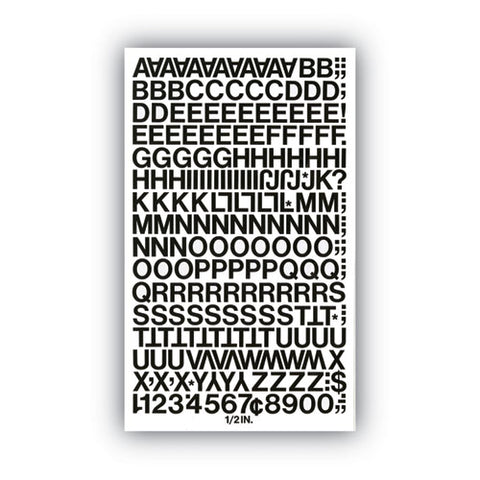 Press-on Vinyl Self-adhesive Numbers And Uppercase Letters, 0.5" Tall, Black Characters, 201/pack