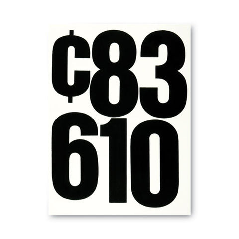 Press-on Vinyl Self-adhesive Numbers, 6" Tall, Black Characters, 21/pack