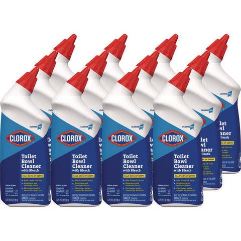 Clorox Pro Toilet Bowl Cleaner With Bleach, Fresh Scent, 24 Oz Bottle, 12/carton