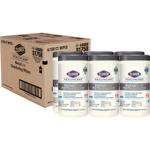 Versasure Cleaner Disinfectant Wipes, 1-ply, 6 X 5, Fragranced, White, 150/canister, 6 Canisters/carton