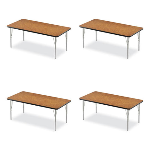 Adjustable Activity Table, Rectangular, 60" X 30" X 19" To 29", Medium Oak Top, Black Legs, 4/pallet