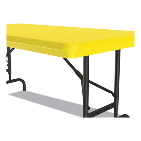 Adjustable Folding Table, Rectangular, 48" X 24" X 22" To 32", Yellow Top, Black Legs, 4/pallet