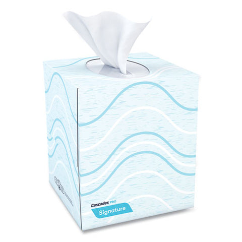 Signature Facial Tissue, Cube Box, 2-ply, White, 90 Sheets/box, 36 Boxes/carton