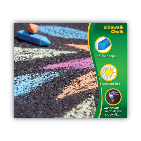 Washable Sidewalk Chalk, 4" X 0.88" Diameter, 48 Assorted Bright Colors, 48 Sticks/set