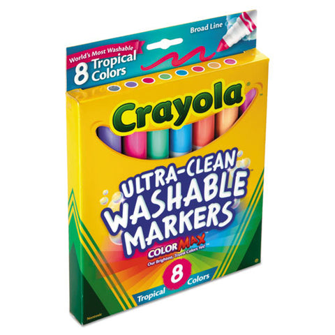 Tropical Color Washable Markers, Broad Bullet Tip, Assorted Colors, 8/pack