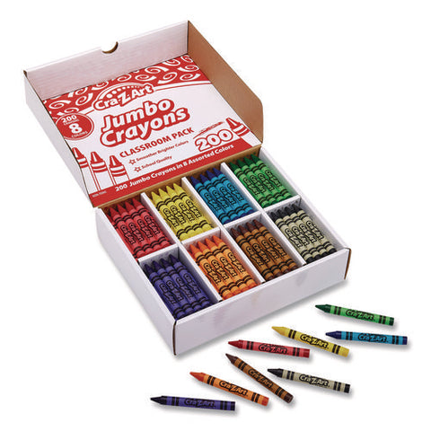 Jumbo Crayons, 8 Assorted Colors, 200/pack