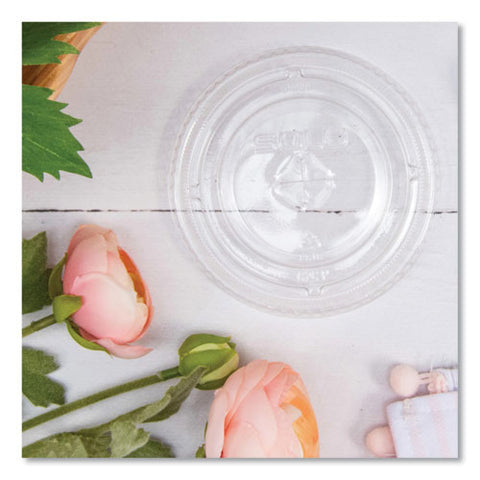 Pete Flat Straw-slot Cold Cup Lids, Fits 16 Oz To 24 Oz Cold Cups, Plastic, Clear, 100/pack, 10 Packs/carton