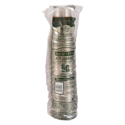 Bare Eco-forward Rpet Cold Cups, 16 Oz To 18 Oz, Leaf Design, Clear, 50/pack, 20 Packs/carton