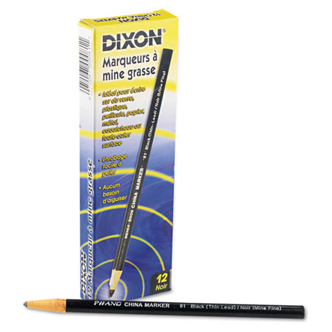 China Marker, Thin Core, 0.37" X 7", Black, Dozen