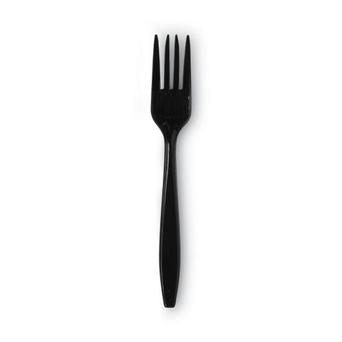Individually Wrapped Heavyweight Forks, Polypropylene, Black, 1,000/carton